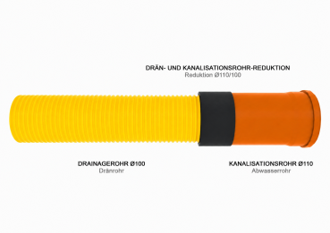 Preview: Reduzierung DN 110/100 für Kanalrohr Ø110 mm auf Drainagerohr Ø100 mm