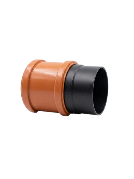 Drainagerohr-Reduzierstück 110/100 mm mit Doppelmuffe DN 110 – Set für Entwässerungssysteme