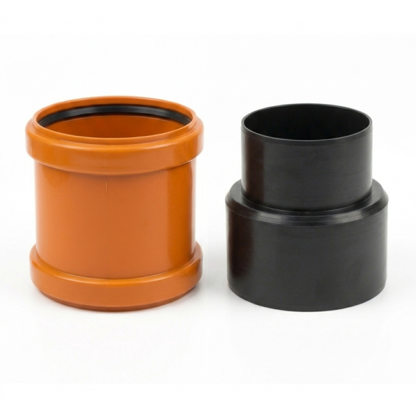 Drainage-Reduzierstück 110/80 mm mit PVC-Doppelmuffe DN 110 – Übergang für Dränrohr